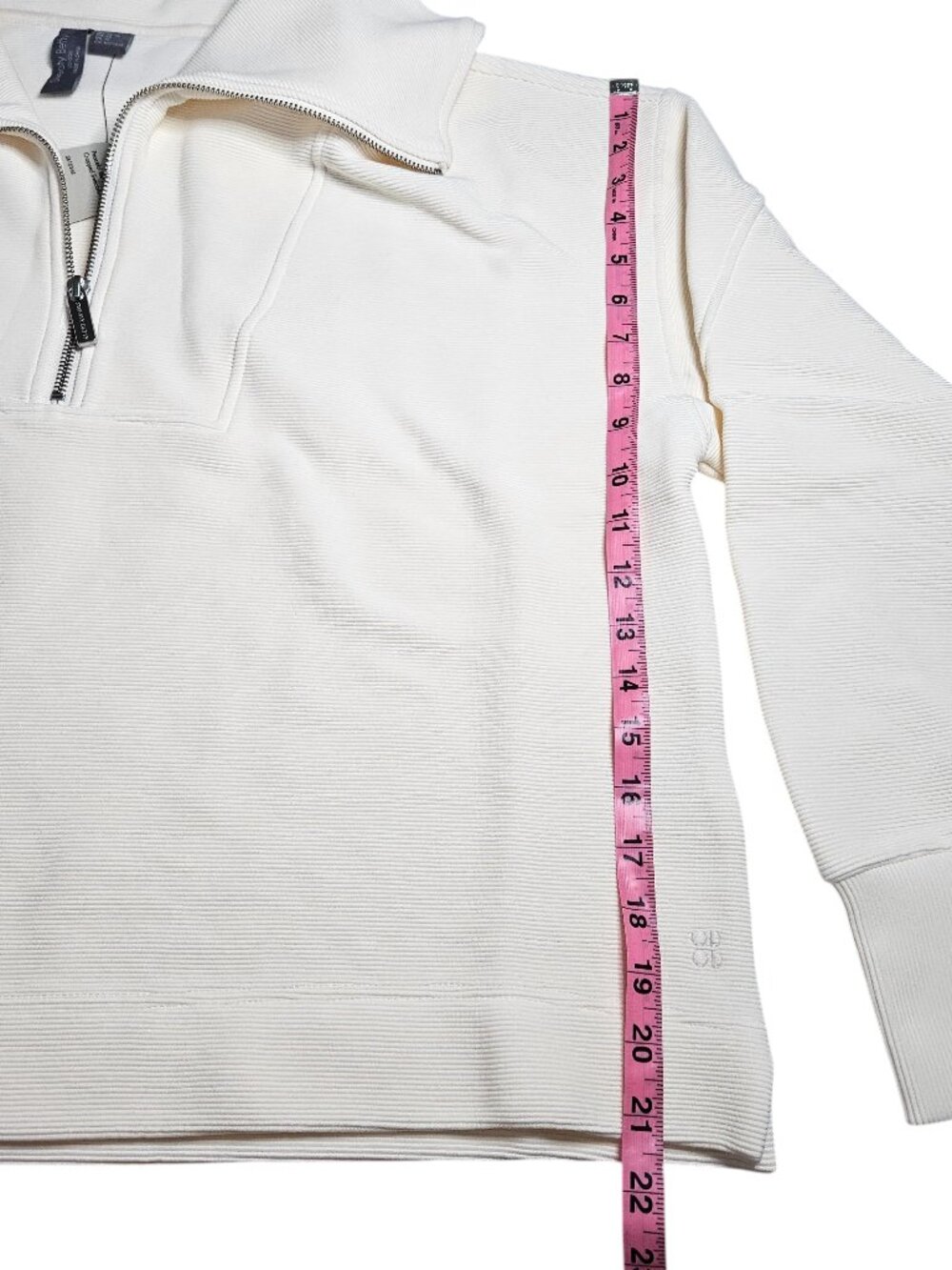 Sweaty Betty Women's Peaceful Rib Half Zip Cropped Sweatshirt, XL, Lily White - Picture 4 of 12